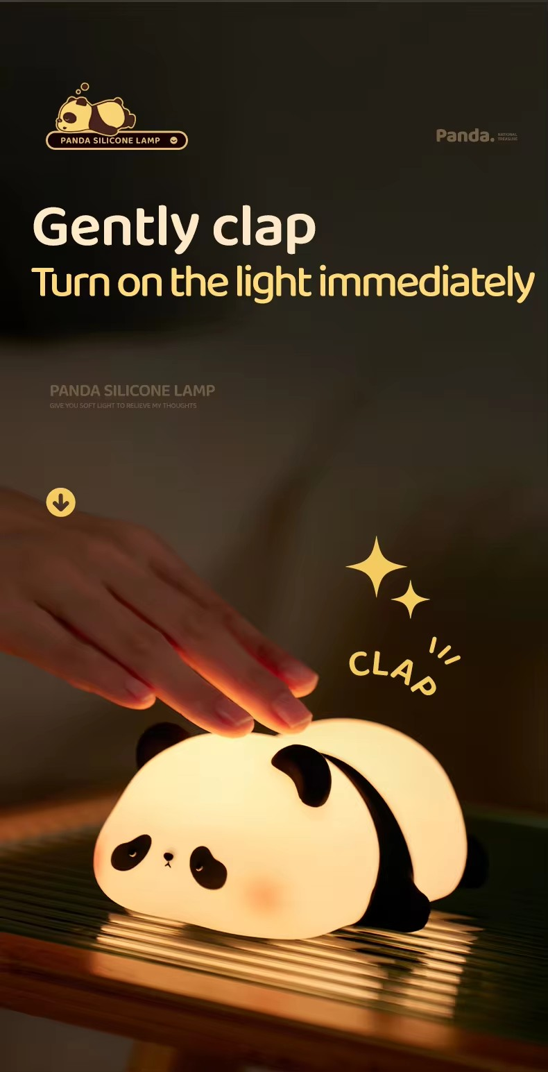 Christmas Panda Silicone Bedroom Mood Lamp Bedside Lamp Toy Cartoon With Sleeping Lamp Rechargeable Led Night Light