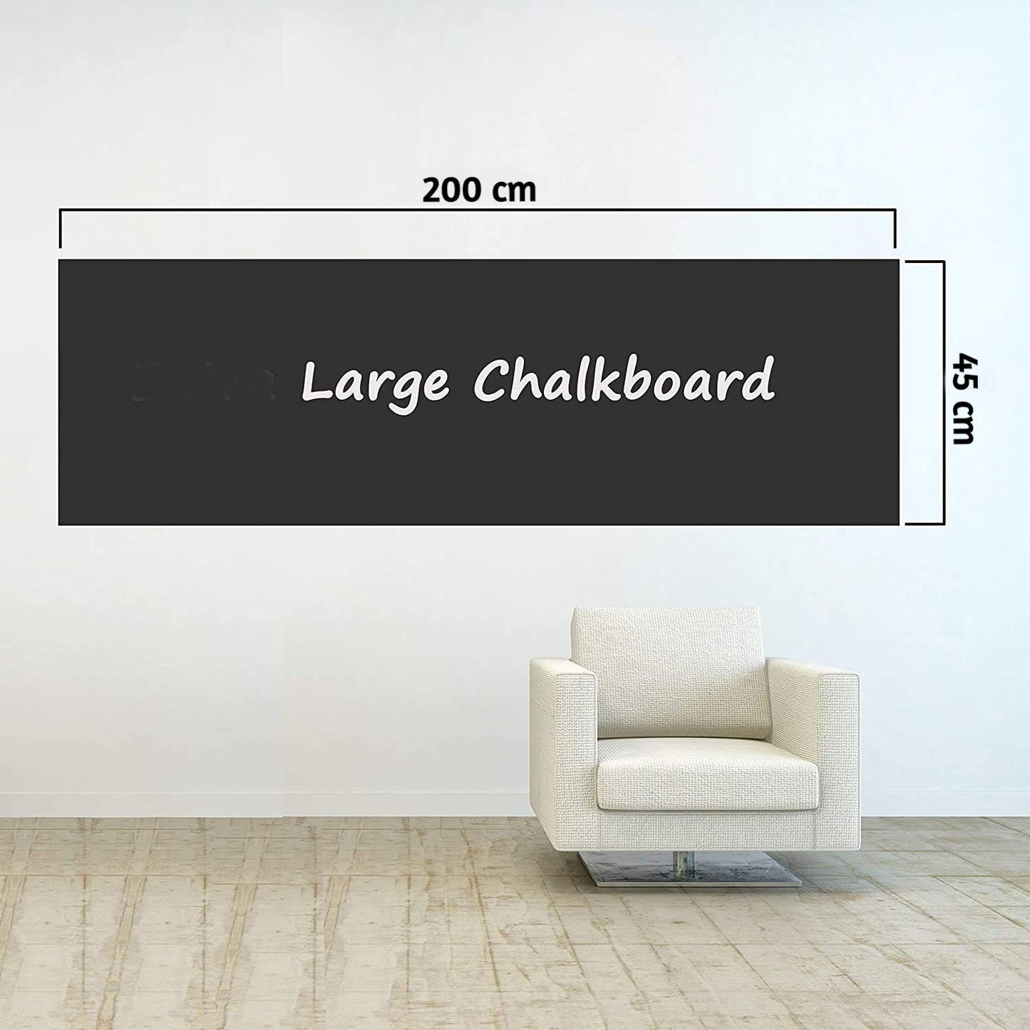 Black Board sticker (45x200cm) Wall Sticker Removable Decal Chalkboard with 5 Chalks for Home School Office College Room Kitchen Kids