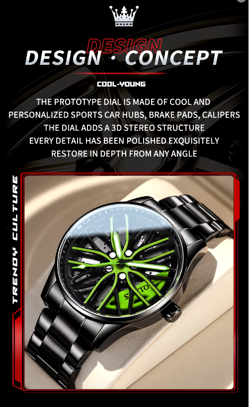 Unique Creative Design Quartz Men Watch Waterproof Reloj Car Wheel Spin Rotate 3d Hollow Steel Quartz Watch