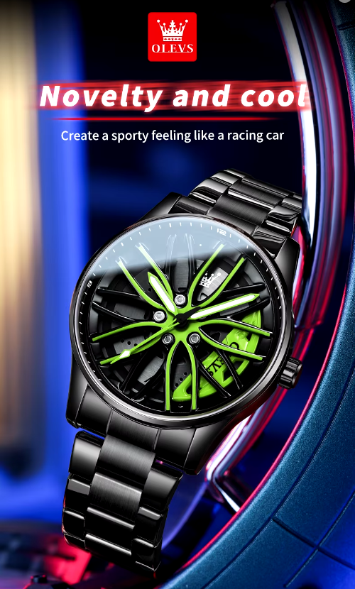 Unique Creative Design Quartz Men Watch Waterproof Reloj Car Wheel Spin Rotate 3d Hollow Steel Quartz Watch