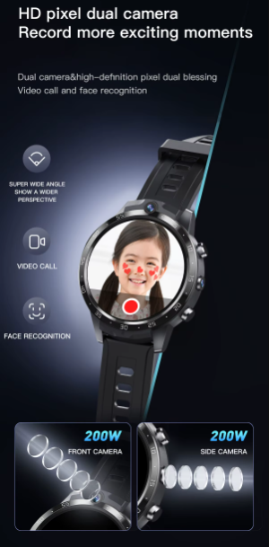 Smartwatch 1.6 Inch HD Round Display Long Battery Life 4G Wifi Smartwatch GPS Android Sim Card Smart Watch