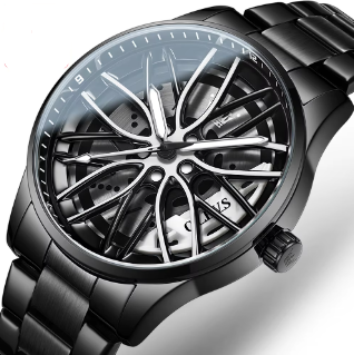 Unique Creative Design Quartz Men Watch Waterproof Reloj Car Wheel Spin Rotate 3d Hollow Steel Quartz Watch