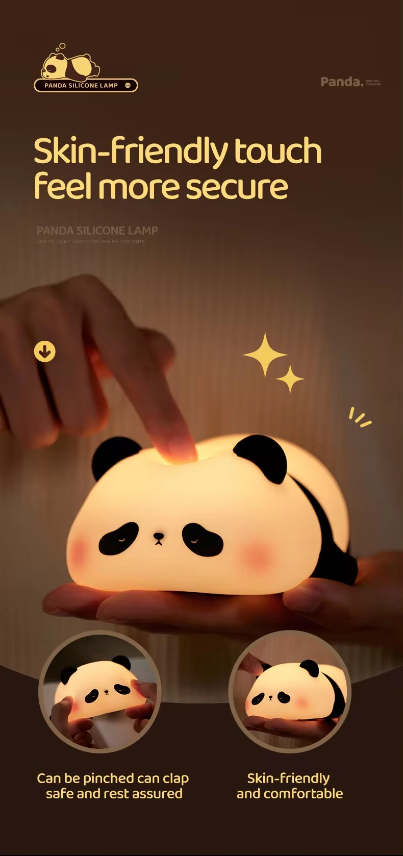 Christmas Panda Silicone Bedroom Mood Lamp Bedside Lamp Toy Cartoon With Sleeping Lamp Rechargeable Led Night Light