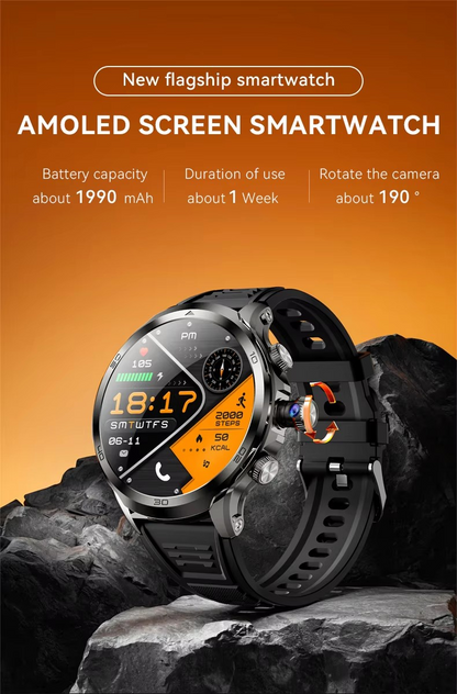 5G Smart Watch 3+32GB 1.95" Round Screen HD Video Call Retractable Rotating Camera Global Positioning Smartwatch Sim Card